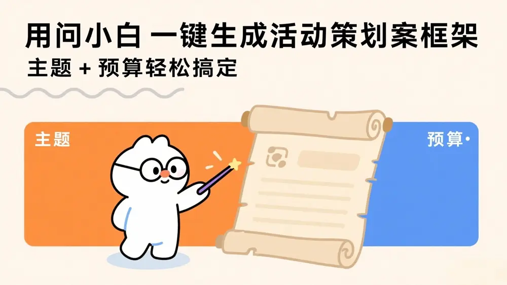 用问小白一键生成活动策划案框架：主题 + 预算轻松搞定